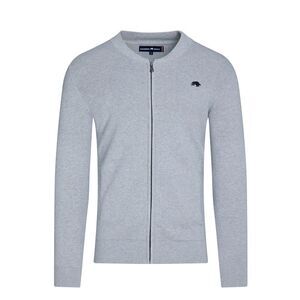 Raging Bull Mens Knitted Baseball Collar Cardigan / Grey Marl